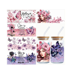 Hot-selling crystal cup stickers, uv dtf transfer stickers, tear-off cartoon logo waterproof label stickers, can be customized with drawings