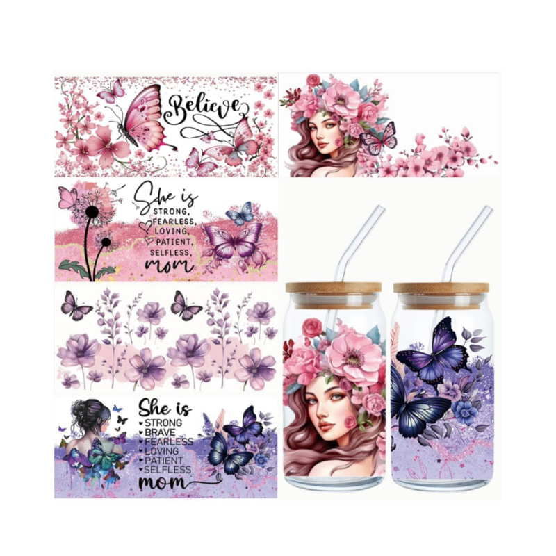 Hot-selling crystal cup stickers, uv dtf transfer stickers, tear-off cartoon logo waterproof label stickers, can be customized with drawings