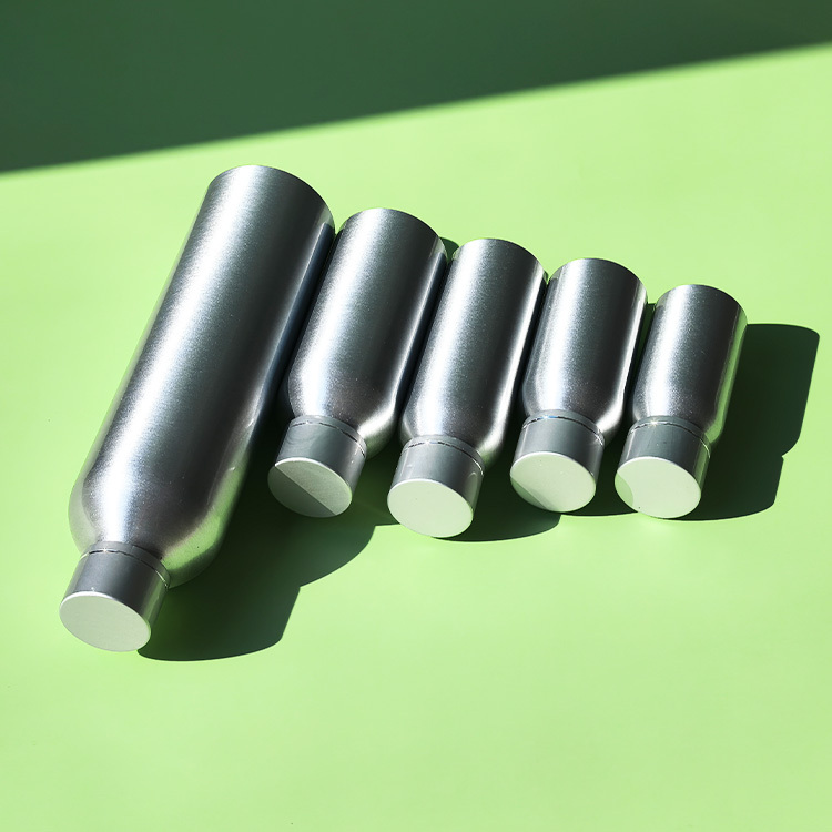 Cosmo Round Aluminum Bottles with Plain Cap 30ML 50ML 100ML 120ML 250ML