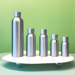Cosmo Round Aluminum Bottles with Plain Cap 30ML 50ML 100ML 120ML 250ML