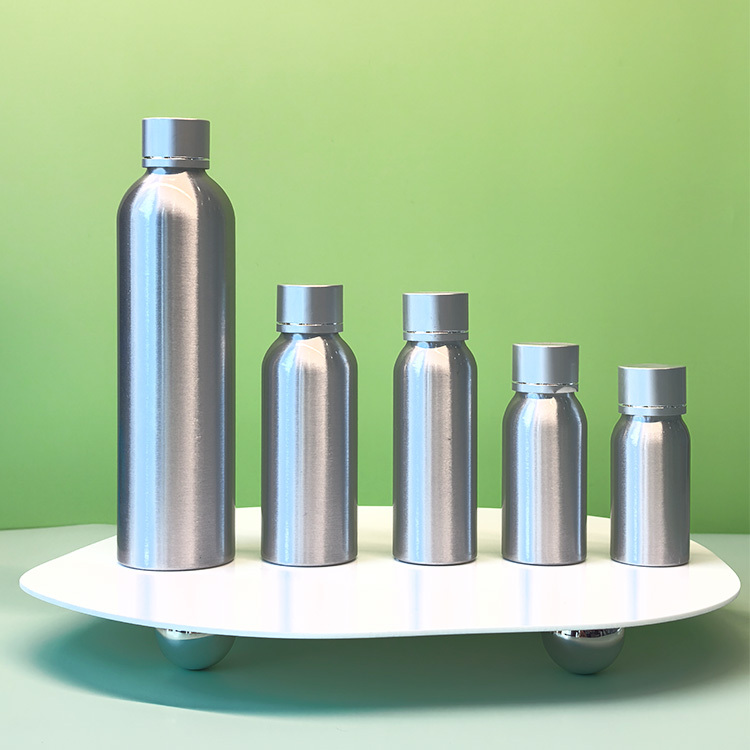 Cosmo Round Aluminum Bottles with Plain Cap 30ML 50ML 100ML 120ML 250ML
