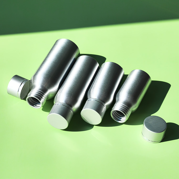 Cosmo Round Aluminum Bottles with Plain Cap 30ML 50ML 100ML 120ML 250ML