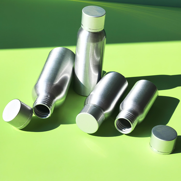 Cosmo Round Aluminum Bottles with Plain Cap 30ML 50ML 100ML 120ML 250ML