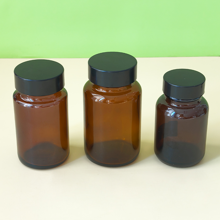60CC 75cc 100cc 120cc 150cc 200cc Wide Mouth Brown Vitamin Supplement Jar Glass Pill Packer Bottle Amber Bottle Custom Label