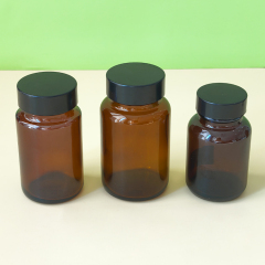 60CC 75cc 100cc 120cc 150cc 200cc Wide Mouth Brown Vitamin Supplement Jar Glass Pill Packer Bottle Amber Bottle Custom Label