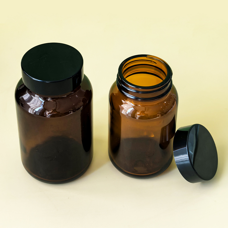 60CC 75cc 100cc 120cc 150cc 200cc Wide Mouth Brown Vitamin Supplement Jar Glass Pill Packer Bottle Amber Bottle Custom Label