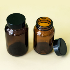 60CC 75cc 100cc 120cc 150cc 200cc Wide Mouth Brown Vitamin Supplement Jar Glass Pill Packer Bottle Amber Bottle Custom Label