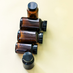 60CC 75cc 100cc 120cc 150cc 200cc Wide Mouth Brown Vitamin Supplement Jar Glass Pill Packer Bottle Amber Bottle Custom Label
