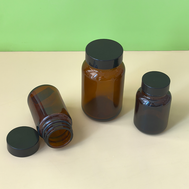 60CC 75cc 100cc 120cc 150cc 200cc Wide Mouth Brown Vitamin Supplement Jar Glass Pill Packer Bottle Amber Bottle Custom Label