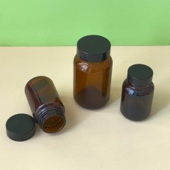 60CC 75cc 100cc 120cc 150cc 200cc Wide Mouth Brown Vitamin Supplement Jar Glass Pill Packer Bottle Amber Bottle Custom Label