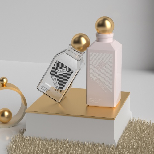 270ml 400ml PETG Plastic Square Bottle with Gold Ball Cap for Makeup Remover Body Lotion Skin Serums Custom Cosmetic Packaging