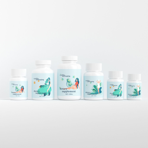 White Round HDPE Plastic Bottles for Vitamin Capsule Pill Tablet - Dietary Supplement Packaging Bottles 30cc~200cc