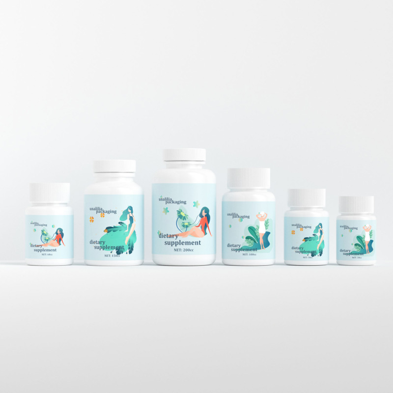 White Round HDPE Plastic Bottles for Vitamin Capsule Pill Tablet - Dietary Supplement Packaging Bottles 30cc~200cc