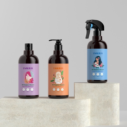 Custom 500ML PET Plastic Boston Round Pump Bottle Dispenser for Shampoo Lotion Bathroom Cosmetic Packaging Container