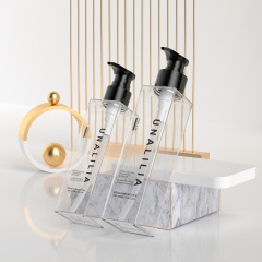 Clear 150ml 200ml PETG Plastic Square Bottle with Pump for Body Lotion Moisturizer Skin Serums Custom Cosmetic Packaging