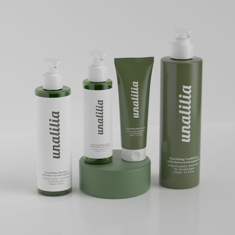 120ml 240ml 430ml Green Cylinder PET Plastic Bottles for Lotion Shampoo - 100g Cream Tube Custom Cosmetic Packaging