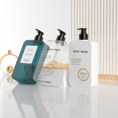 500ml 16.9oz Rectangle PETG Plastic Bottle - Clear Lotion Pump Bottle for Shampoo Conditioner Custom Cosmetic Packaging