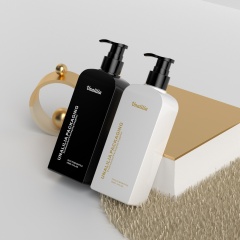 270ml 9oz PETG Plastic Flat Bottle - White Black Lotion Pump Bottle for Shampoo Conditioner Custom Cosmetic Packaging