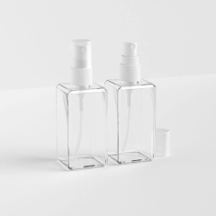 100ml Clear PETG Square Bottles - 3.38oz Fine Mist Spray Plastic Bottles for Perfume Custom CosmeticPackaging