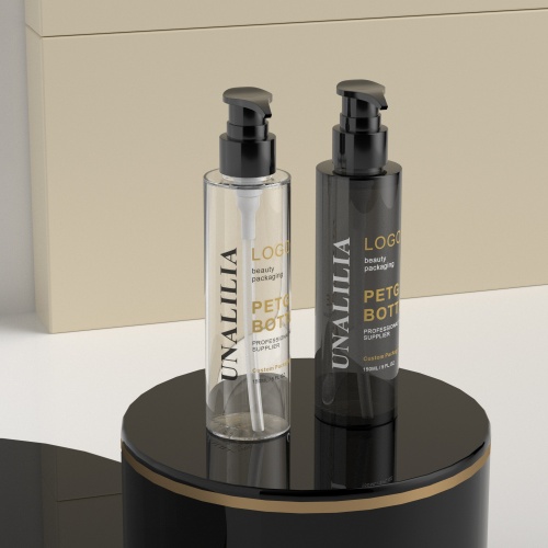 150ml 5oz PETG Plastic Cylinder Bottle with Pump for Makeup Remover Body Lotion Skin Serums Custom Cosmetic Packaging