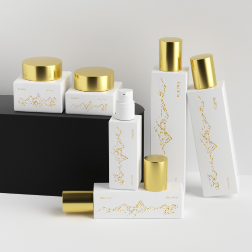 Custom White Rectangle Glass Bottle Jar for Lotion Body Cream Moisturizer Cosmetic Packaging