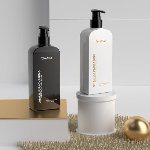 270ml 9oz PETG Plastic Flat Bottle - White Black Lotion Pump Bottle for Shampoo Conditioner Custom Cosmetic Packaging