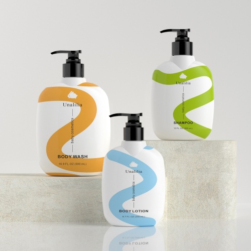 200ml 300ml 500ml White Flat PET Plastic Pump Bottles for Lotion Body Wash Shampoo Custom Packaging