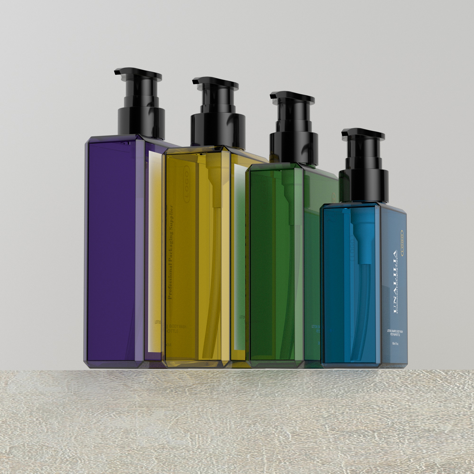 150ml 200ml 300ml Rectangle PETG Plastic Bottle - Clear Lotion Pump Bottle for Shampoo Conditioner Custom Cosmetic Packaging
