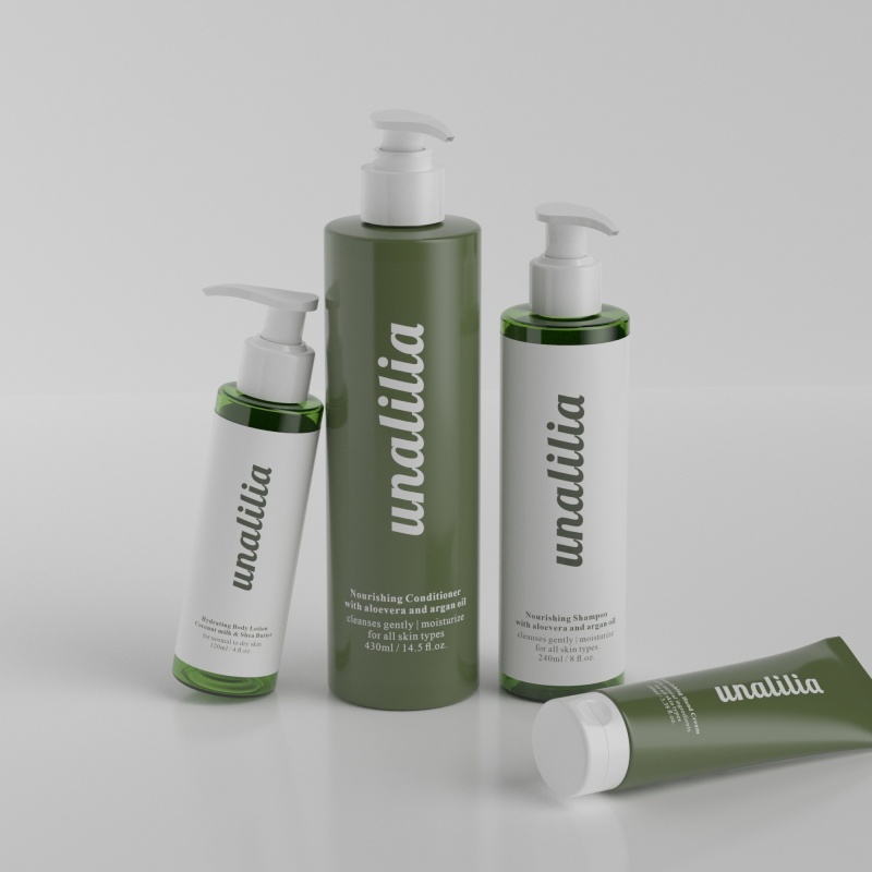 120ml 240ml 430ml Green Cylinder PET Plastic Bottles for Lotion Shampoo - 100g Cream Tube Custom Cosmetic Packaging