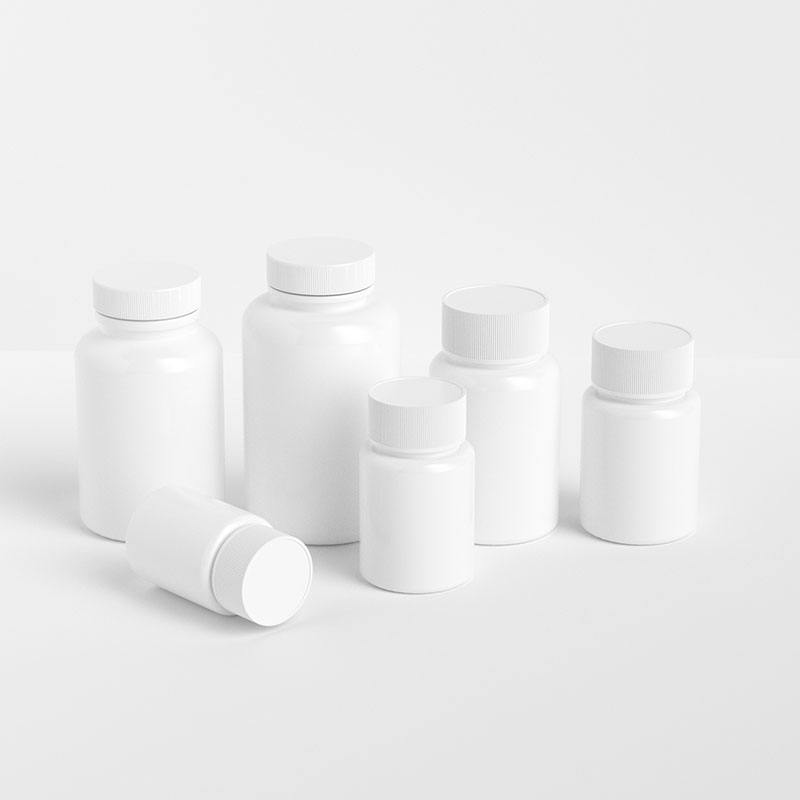 White Round HDPE Plastic Bottles for Vitamin Capsule Pill Tablet - Dietary Supplement Packaging Bottles 30cc~200cc