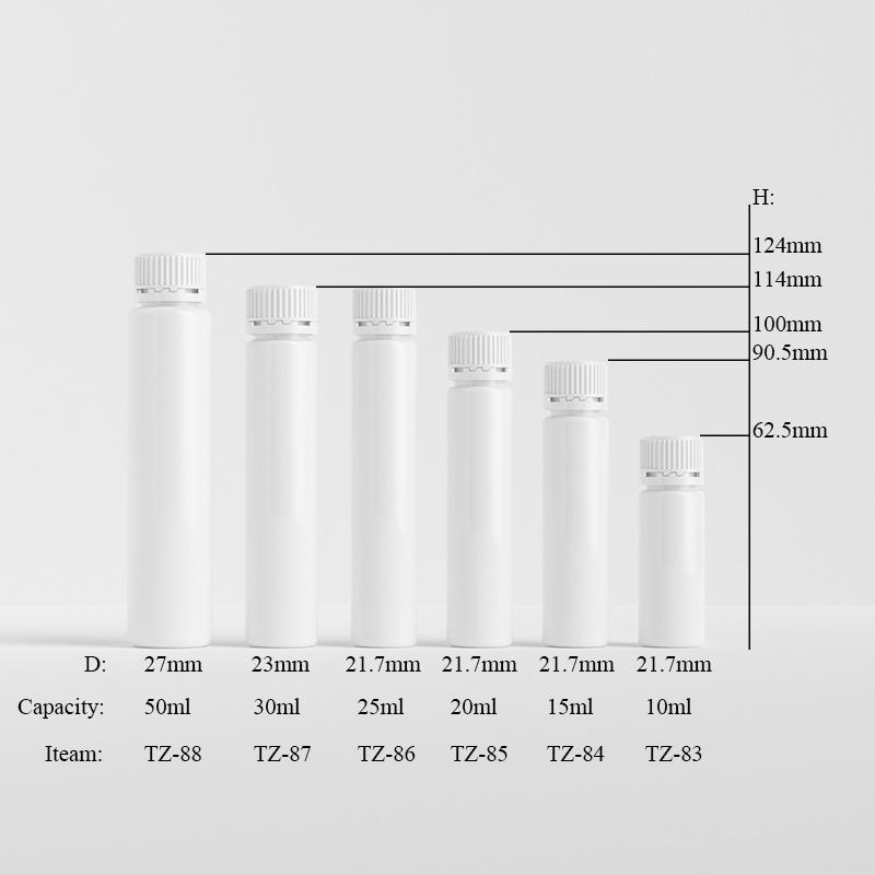 10ml 15ml 20ml 25ml 30ml 50ml Mini White PP Bottle with Pilfer Proof Cap for Nutrients Oral Liquid Enzyme Serum Packaging