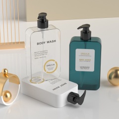500ml 16.9oz Rectangle PETG Plastic Bottle - Clear Lotion Pump Bottle for Shampoo Conditioner Custom Cosmetic Packaging