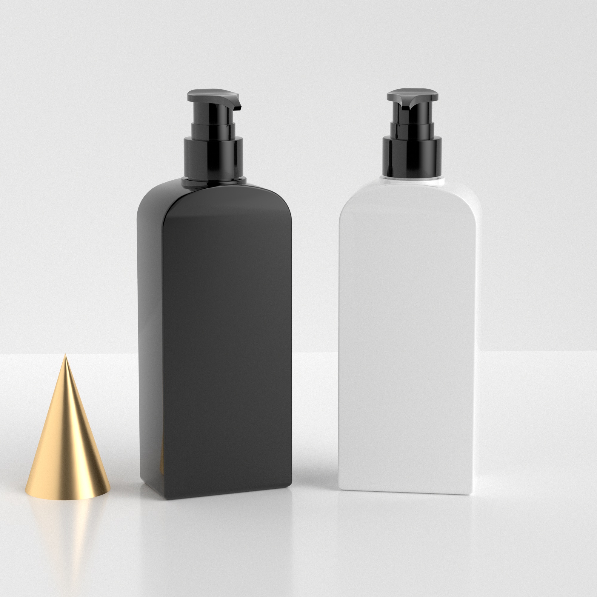 270ml 9oz PETG Plastic Flat Bottle - White Black Lotion Pump Bottle for Shampoo Conditioner Custom Cosmetic Packaging
