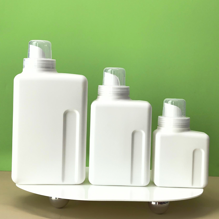 Factory-produced 250ML, 600ML, and 1000ML PE daily chemical packaging square laundry detergent bottles with logo printing available