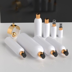 Customized Logo 60ml 120ml 250ml 500ml 1000ml Plastic White Black PE Round Bottle with Pump for Shampoo Shower Gel Packaging