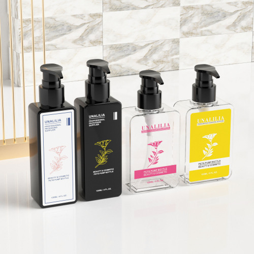 120ml 150ml Luxury PETG Plastic Black Square Flat Pump Bottles for Lotion Body Wash Hand Cream Cosmetic Packaging