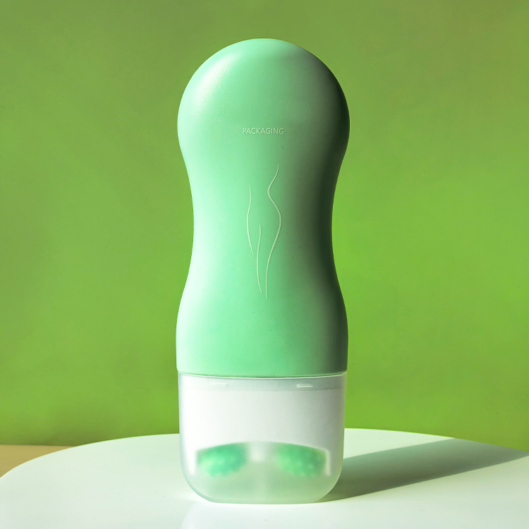 120ml Green Double Roller Neck Massage Cream Flat Plastic Bottle