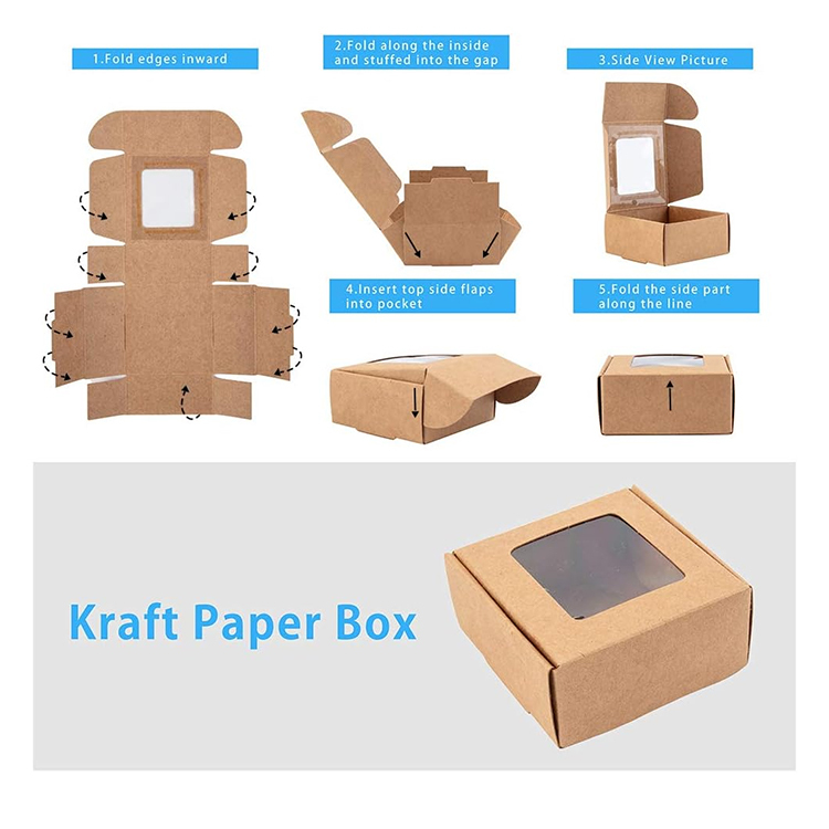 Brown Kraft Paper Boxes with Transparent windows Are Available in Custom Sizes Colors Logos Perfect for a Variety of Occasions
