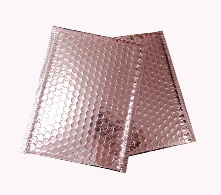 Rose Gold Foil Bubble Mailers Bags, Shockproof Poly Bubble Envelopes for Clothing & E-Commerce Express Packaging, Wholesale Shipping Bags
