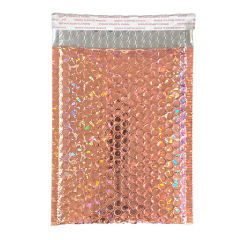 Rose Gold Laser Film Self-Seal Bubble Mailers Bags for E-Commerce Clothing Packaging, Express Shipping Bags