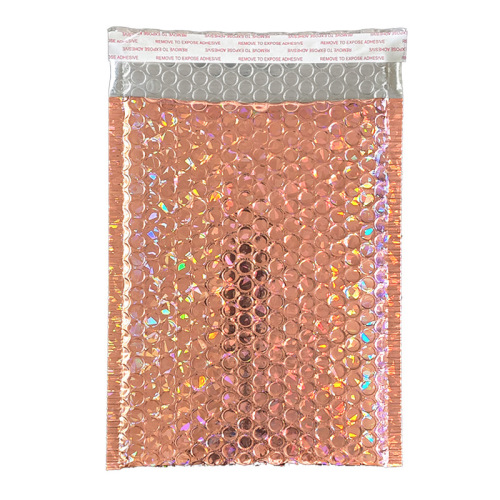 Rose Gold Laser Film Self-Seal Bubble Mailers Bags for E-Commerce Clothing Packaging, Express Shipping Bags