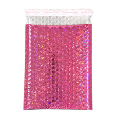 Rose Red Laser Foil Film Bubble Mailers, Thickened Plastic Shockproof Courier Bags, Small Foam Padded Envelopes for E-Commerce Packaging