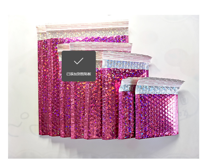 Rose Red Laser Foil Film Bubble Mailers, Thickened Plastic Shockproof Courier Bags, Small Foam Padded Envelopes for E-Commerce Packaging