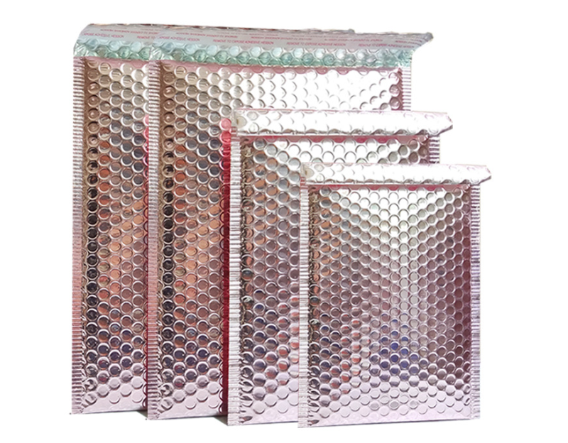 Rose Gold Foil Bubble Mailers Bags, Shockproof Poly Bubble Envelopes for Clothing & E-Commerce Express Packaging, Wholesale Shipping Bags