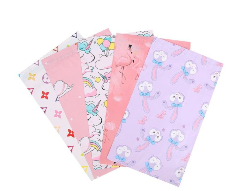 Custom Printed Colorful Poly Mailers, Self-Adhesive Clothing E-Commerce Packaging Bags, Wholesale Customizable Courier Shipping Bags