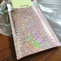 Rose Gold Laser Film Self-Seal Bubble Mailers Bags for E-Commerce Clothing Packaging, Express Shipping Bags
