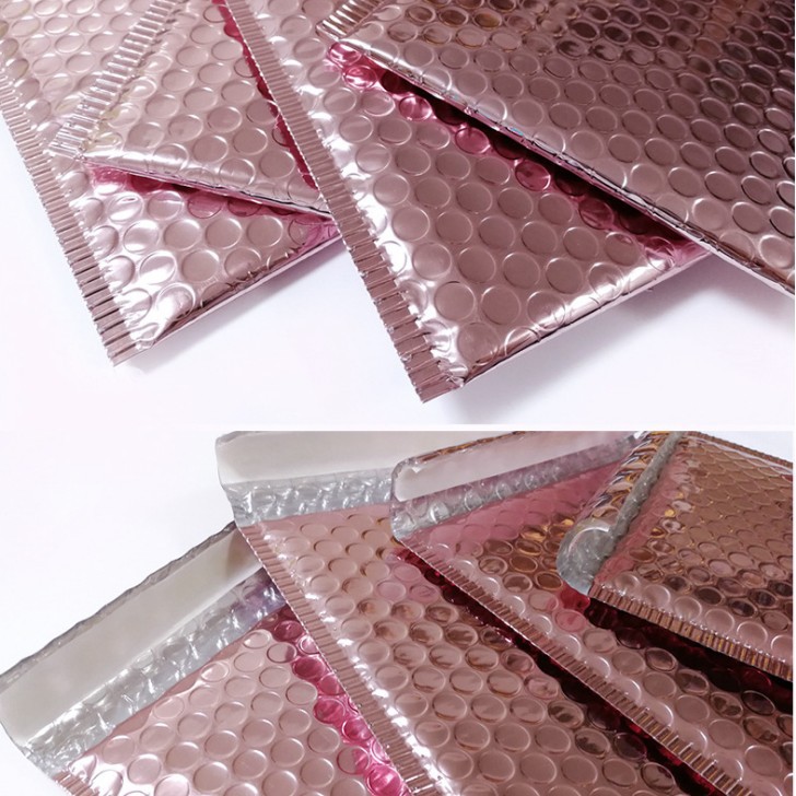 Rose Gold Foil Bubble Mailers Bags, Shockproof Poly Bubble Envelopes for Clothing & E-Commerce Express Packaging, Wholesale Shipping Bags