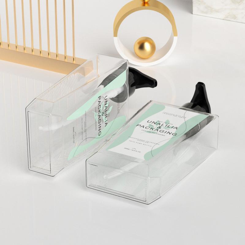 500ml 16.9oz Luxury Clear PETG Plastic Flat Pump Bottles for Shampoo Body Wash Hand Soap Cosmetic Packaging