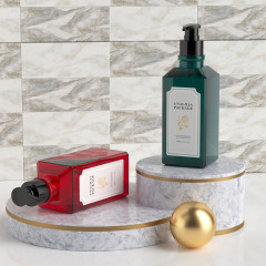 400ml 13.5oz Red Green PETG Plastic Square Bottles with Pump for Shampoo Hair Conditioner Body Wash Custom Packaging Wholesale