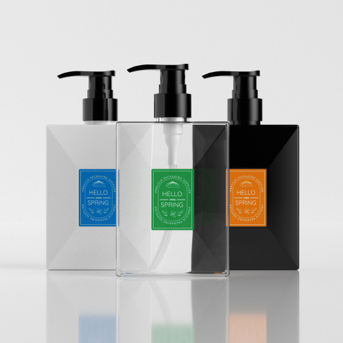 250ml 8oz Luxury PETG Plastic Flat Pump Bottles for Lotion Body Wash Hand Soap Face Cream Cosmetic Packaging